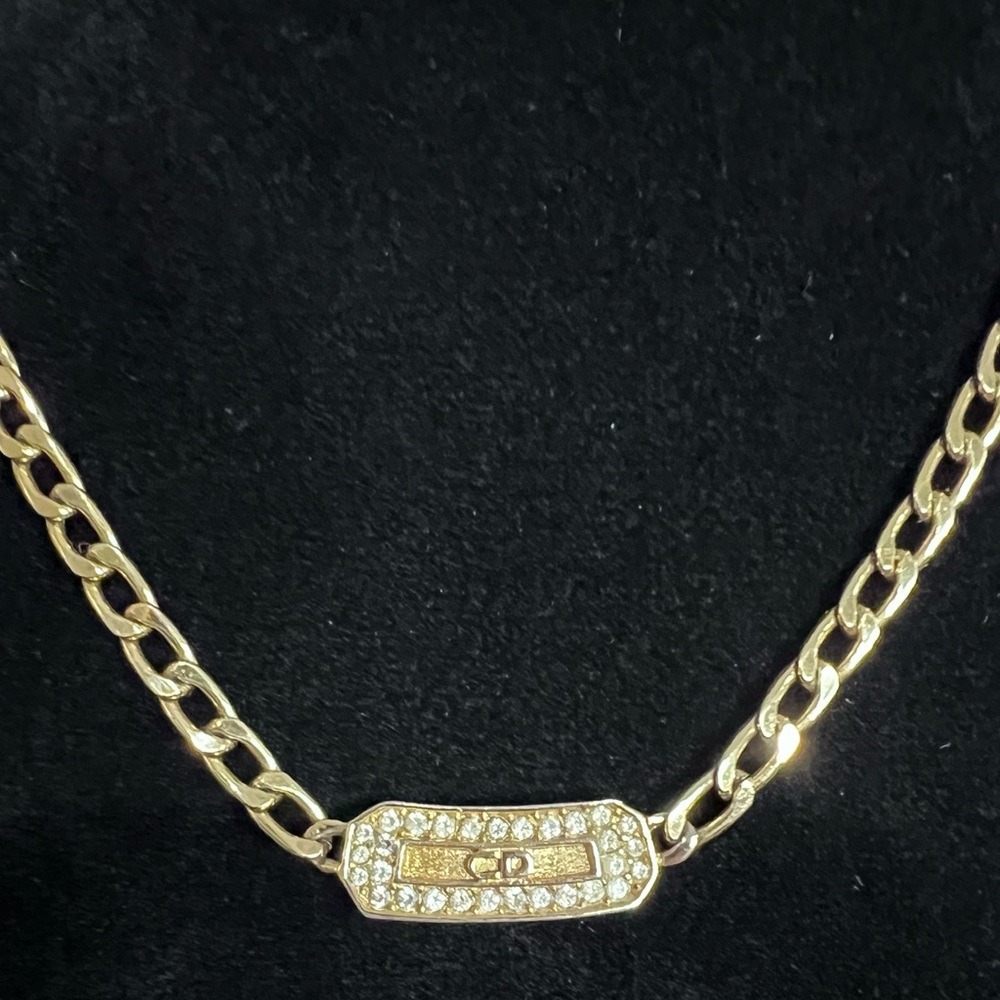Vintage Christian Dior Crystal & Gold Choker Necklace Made in Germany - Picture 3 of 10